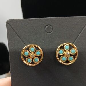 Gold Plated and Turquoise Stud Earrings
